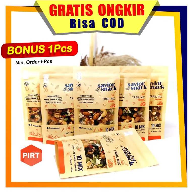 CEMILAN SEHAT SAVIOR SNACK 1-BOX Isi 5 TRAIL MIX 1Pcs 100gr Jadi 500gr