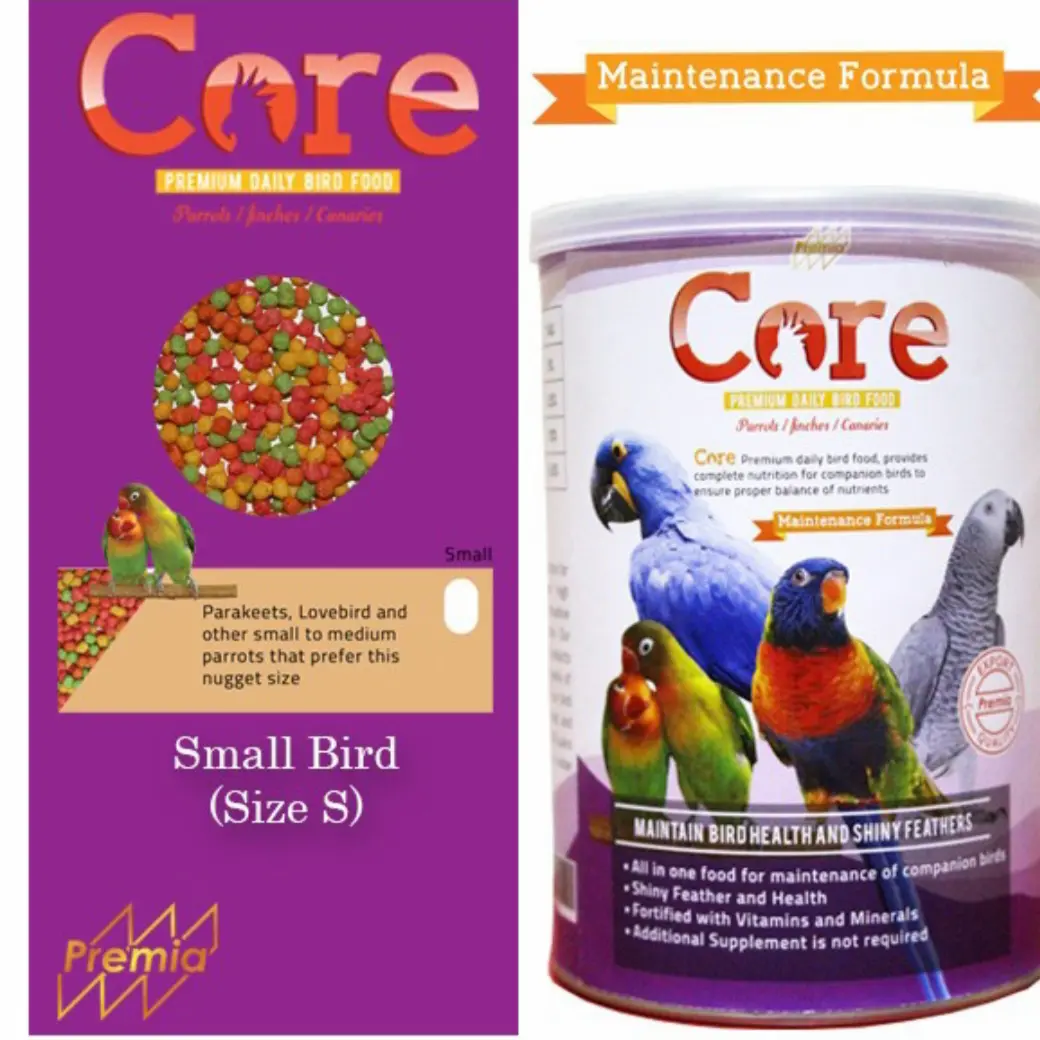 Premia core 250gr pelet multivitamin semua jenis parrot