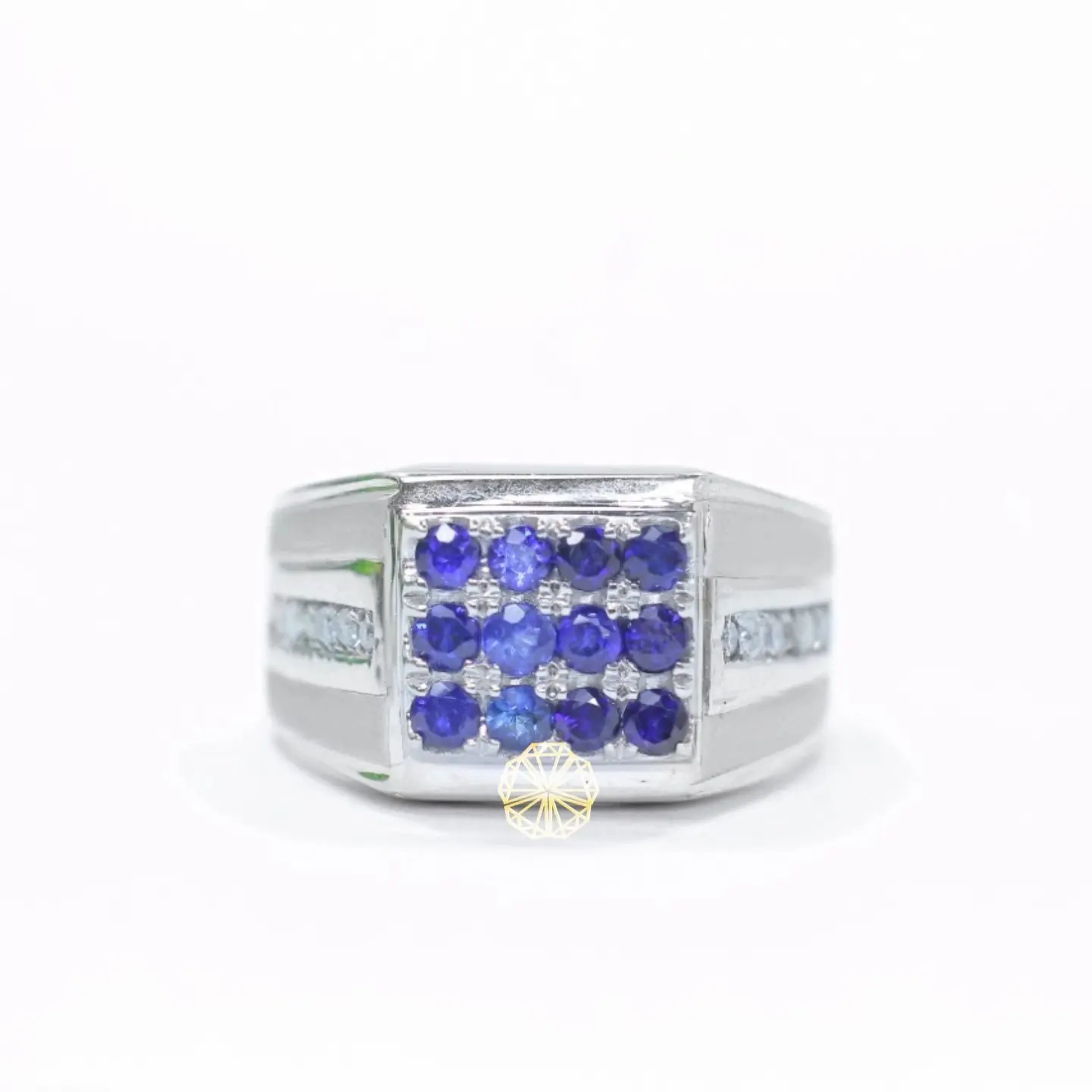 CINCIN PERAK PRIA BLUE SAPPIRE NATURAL BERLIAN EROPA NA271