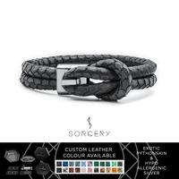 Gambar SORCERY Bracelet 18K REALGOLD Gelang Kulit Pria Wanita-LC-Black - Silver, Cantumkan Warna dari Sorcery Kab. Tangerang 2 Tokopedia