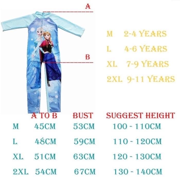Baju renang anak perempuan muslim lengan panjang frozen mlp hk import 1