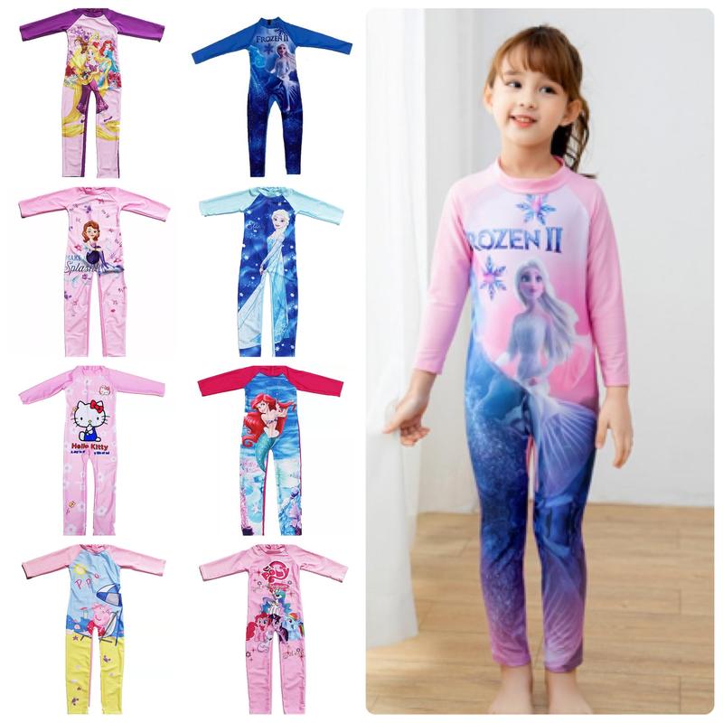 Baju renang anak perempuan muslim lengan panjang frozen mlp hk import 0