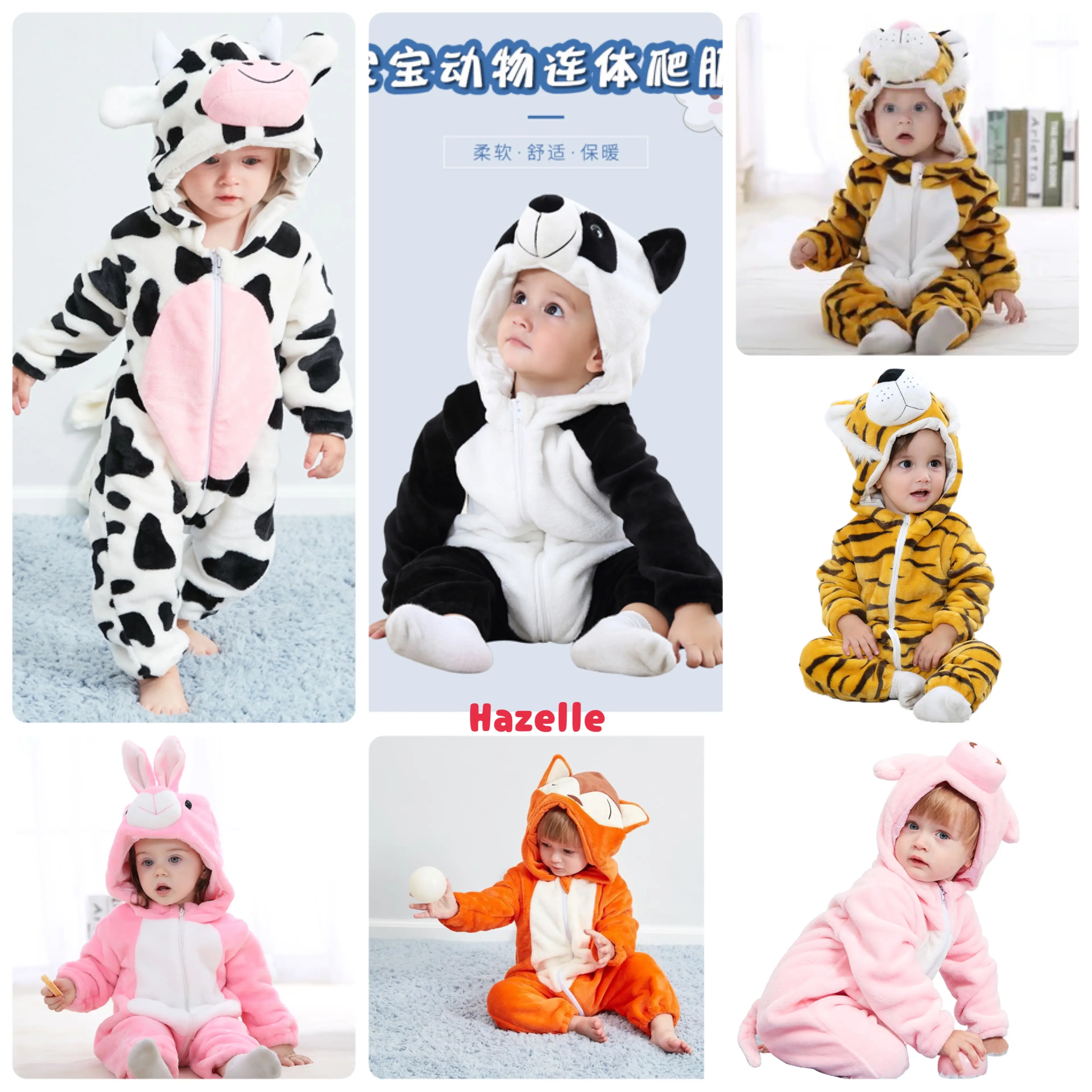 Baju piyama kostum anak bayi onesie animal hewan lucu import 0-5T