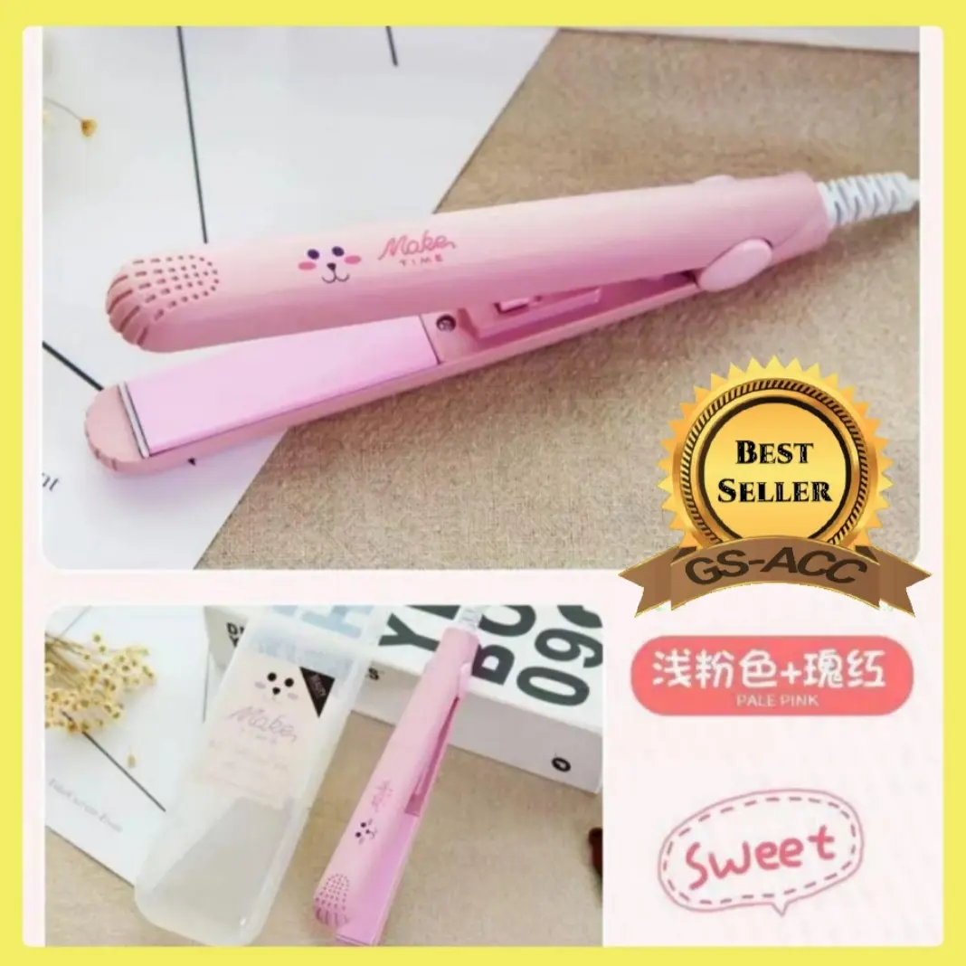 Alat Catok Rambut Mini 2in1 Set lurus Dan Keriting Make Time Karakter