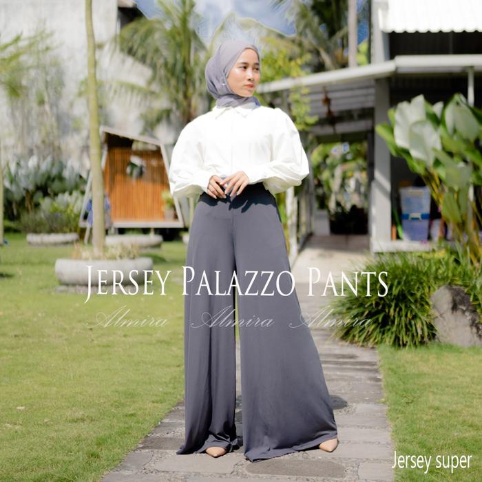 Gambar Celana Kulot Wanita Panjang Highwaist Jersey Palazzo Pants Bahan Super Adem Nyaman Pinggang Karet Ukuran 65-95cm Panjang 100cm dari Griya Almira Hijab9097 Kota Bandung Tokopedia