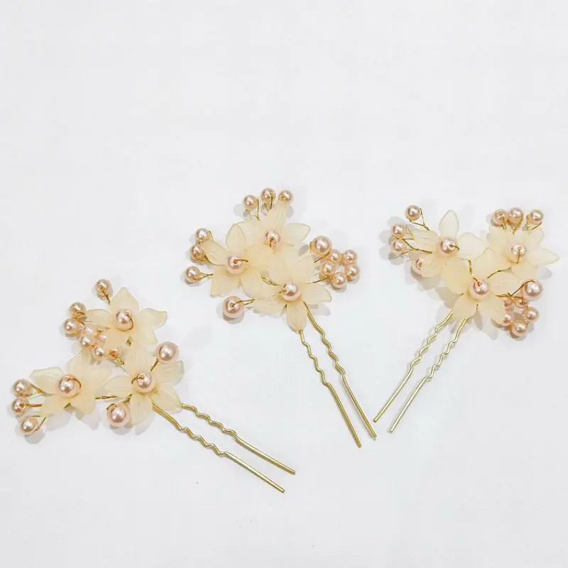 Tusuk konde-Hair Flower-Hiasan rambut/wedding bridal Bunga Mutiara Putih Clips Merah 3