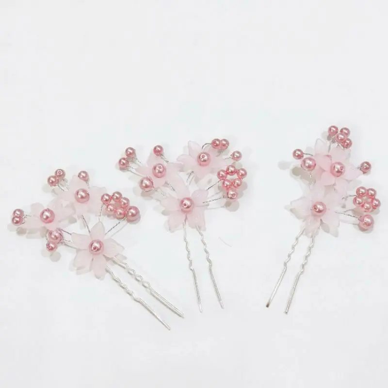 Tusuk konde-Hair Flower-Hiasan rambut/wedding bridal Bunga Mutiara Putih Clips Merah 2