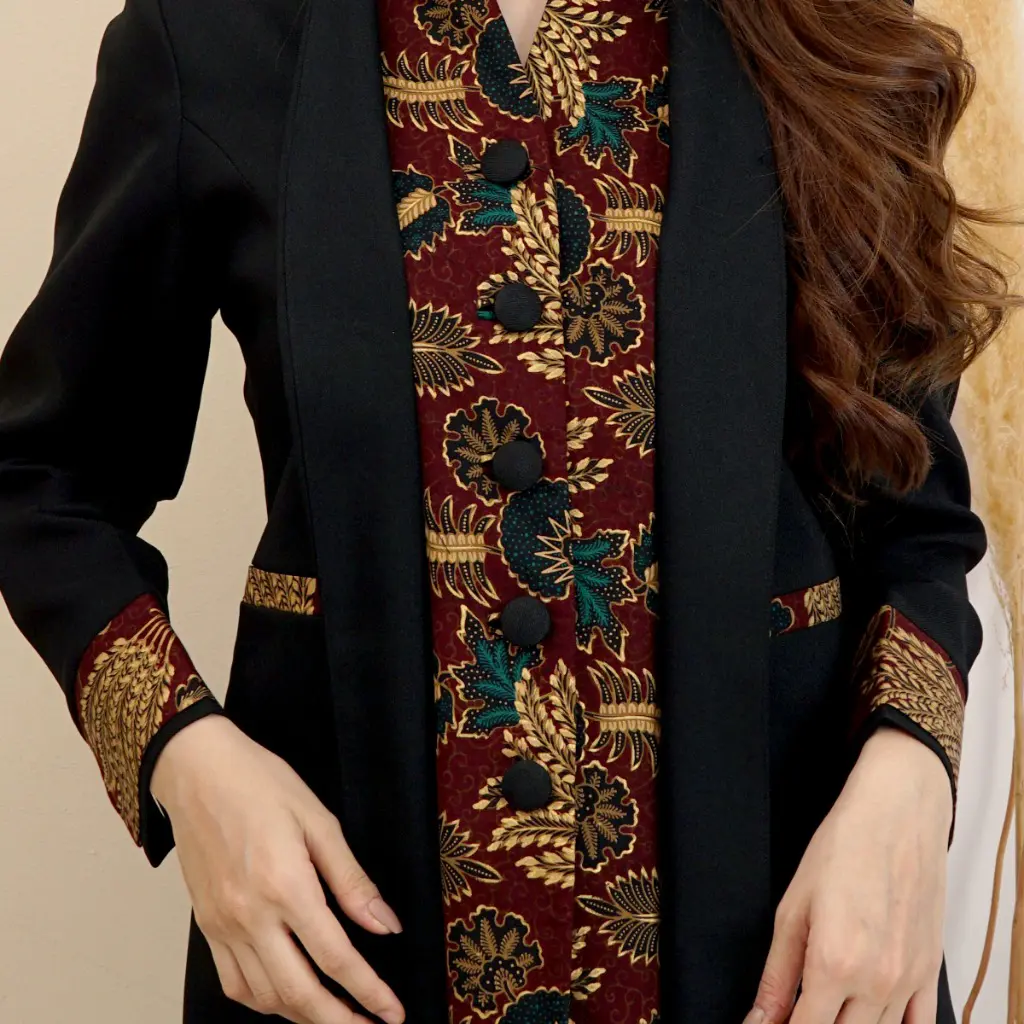 Jas Blazer Batik Wanita Asn Pns Model 5001 Warna Hitam Set Celana