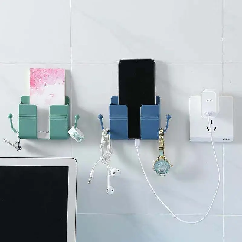 Phone Holder Tempat HP / Remote Tempel Dinding Dengan 2 Kait Gantung