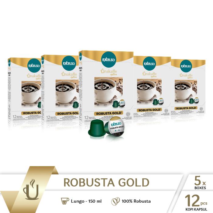 Gambar Kopi kapsul Excelso Unakaffe Robusta Gold - Pack Of 5 Folding Box dari Unakaffe System Kota Tangerang Tokopedia