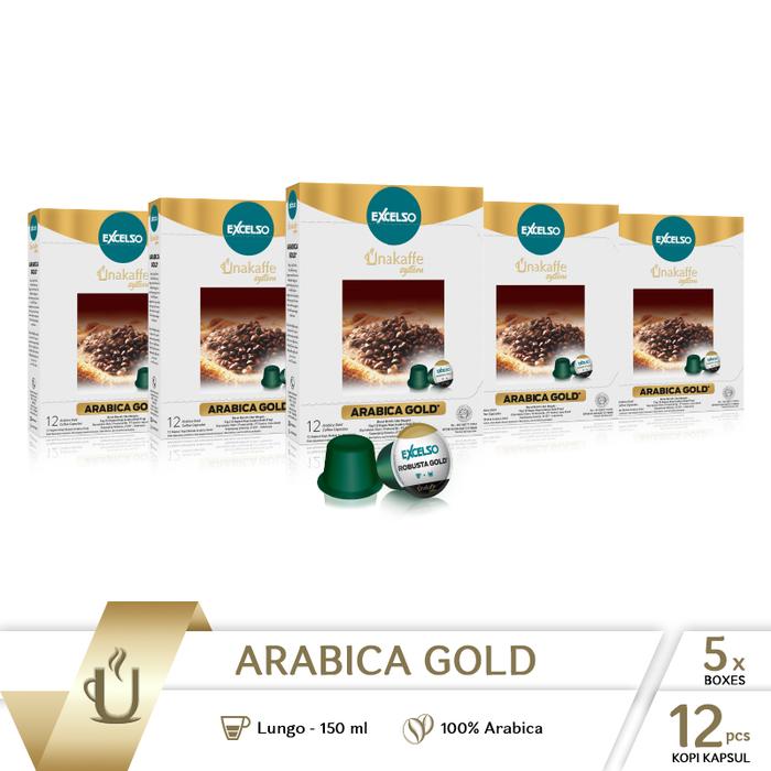 Gambar Kopi kapsul Excelso Unakaffe Arabica Gold - Pack Of 5 Folding Box dari Unakaffe System Kota Tangerang Tokopedia