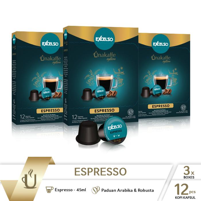 Gambar Kopi kapsul Excelso Unakaffe Espresso - Pack Of 3 Folding Box dari Unakaffe System Kota Tangerang Tokopedia
