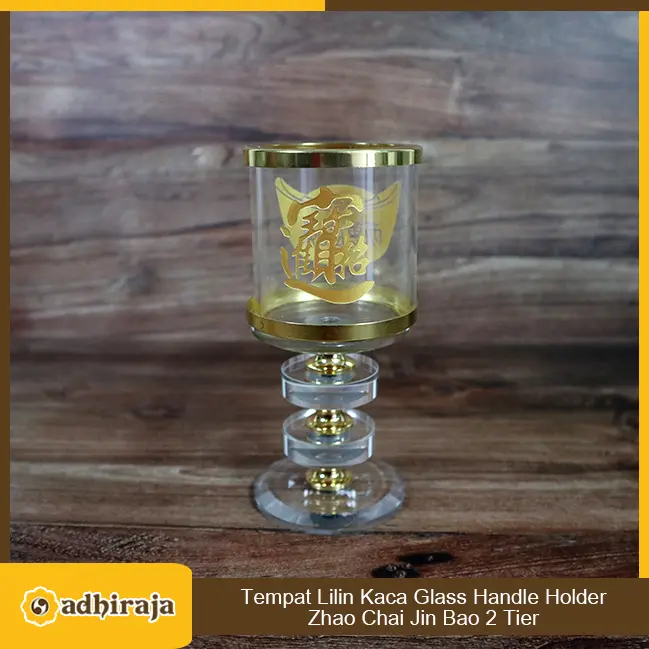 Tempat Lilin Candle Holder Glass Kaca Zhao Chai Jin Bao 2 tier