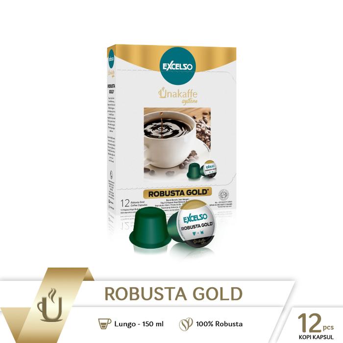 Gambar Coffee Capsule - Kopi Kapsul Excelso Unakaffe Robusta Gold Box dari Unakaffe System Kota Tangerang Tokopedia