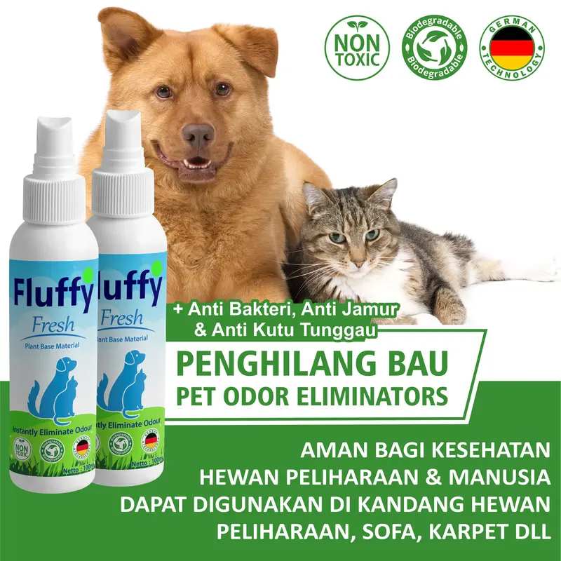 Fluffy Fresh Penghilang Bau Kotoran Kucing & Dog Pet Odor Eliminator