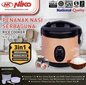 Rice Cooker Niko Magic Com 1.2 L 12BG Penanak Nasi 3 in 1 1,2 Liter