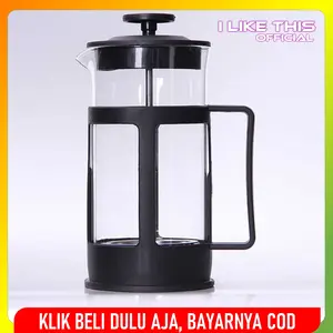 Teko Pot Penyeduh Kopi Coffee Maker Pembuat French Press Coffee Peralatan Dapur Cangkir Glass Kaca Stainless Steel