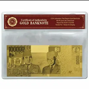 uang 100000 gold foil berfolder