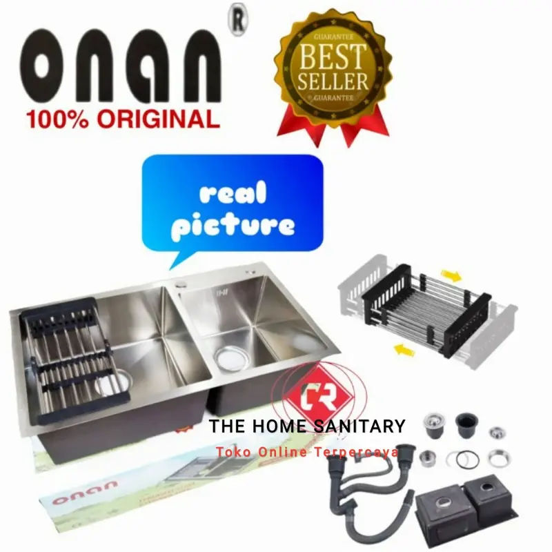 PAKET LENGKAP KITCHEN SINK ONAN 7541 PAKET KRAN TARIK STAINLESS STEEL 0