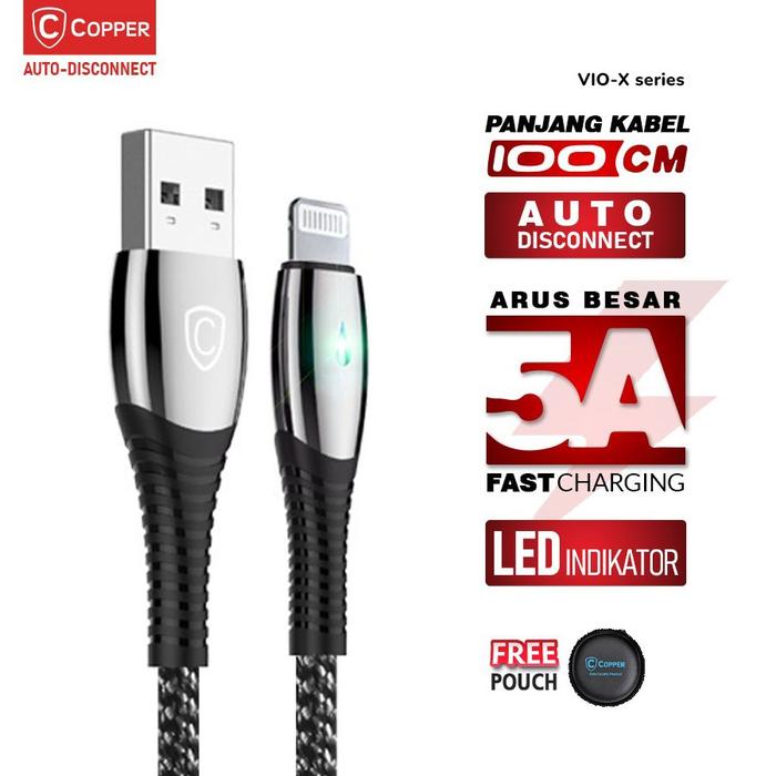 Gambar Copper Auto Disconnect Cable Chrome Series - Lightning iPhone dari Copper Samarinda Official Kota Samarinda Tokopedia