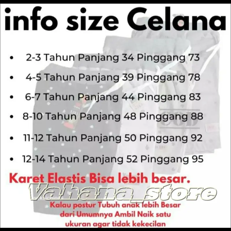 Celana Pendek Anak Motif Usia 2-4-6-10-12-14 Tahun ukuran m 3-4 tahun 4