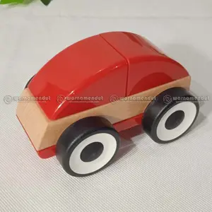WMO IK6384 LILA Kereta mainan kayu mobil beroda anak 18 bulan keatas