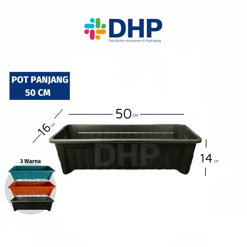 Pot Panjang 50cm Hitam Plastik Bunga Tanaman Hias Persegi 50 cm 55 0