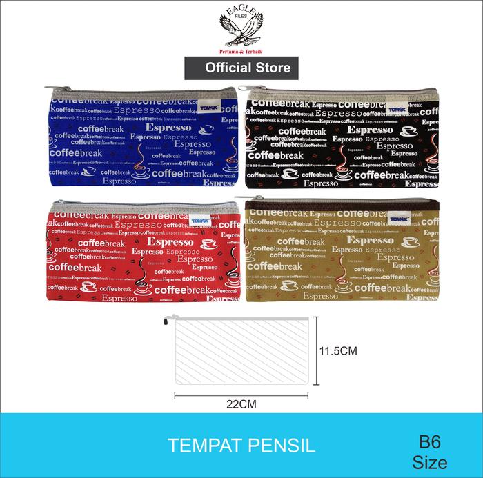 Gambar Kotak pensil resleting Tomex motif Espresso TX 690033 dari EAGLE FILES OFFICIAL Kota Administrasi Jakarta Barat Tokopedia
