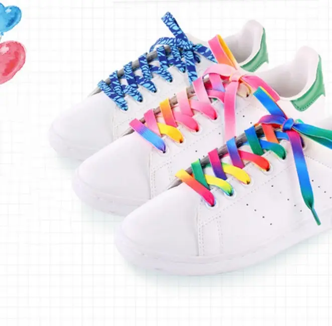 LL11 Sepasang Tali Sepatu Harajuku Pelangi Rainbow Flat Shoe 6