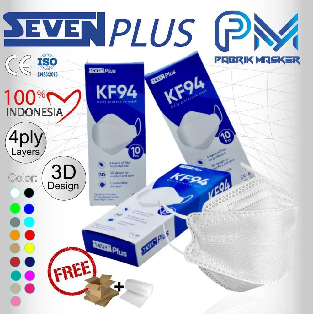 Masker KF94 Seven Plus Medis Surgical 3D 4ply Kemenkes isi10pcs - Putih