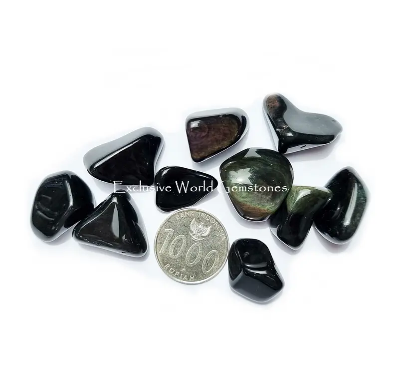 1.33.1RTR - Natural Rainbow Obsidian Tumbled Size M - SET 2 Pcs 0