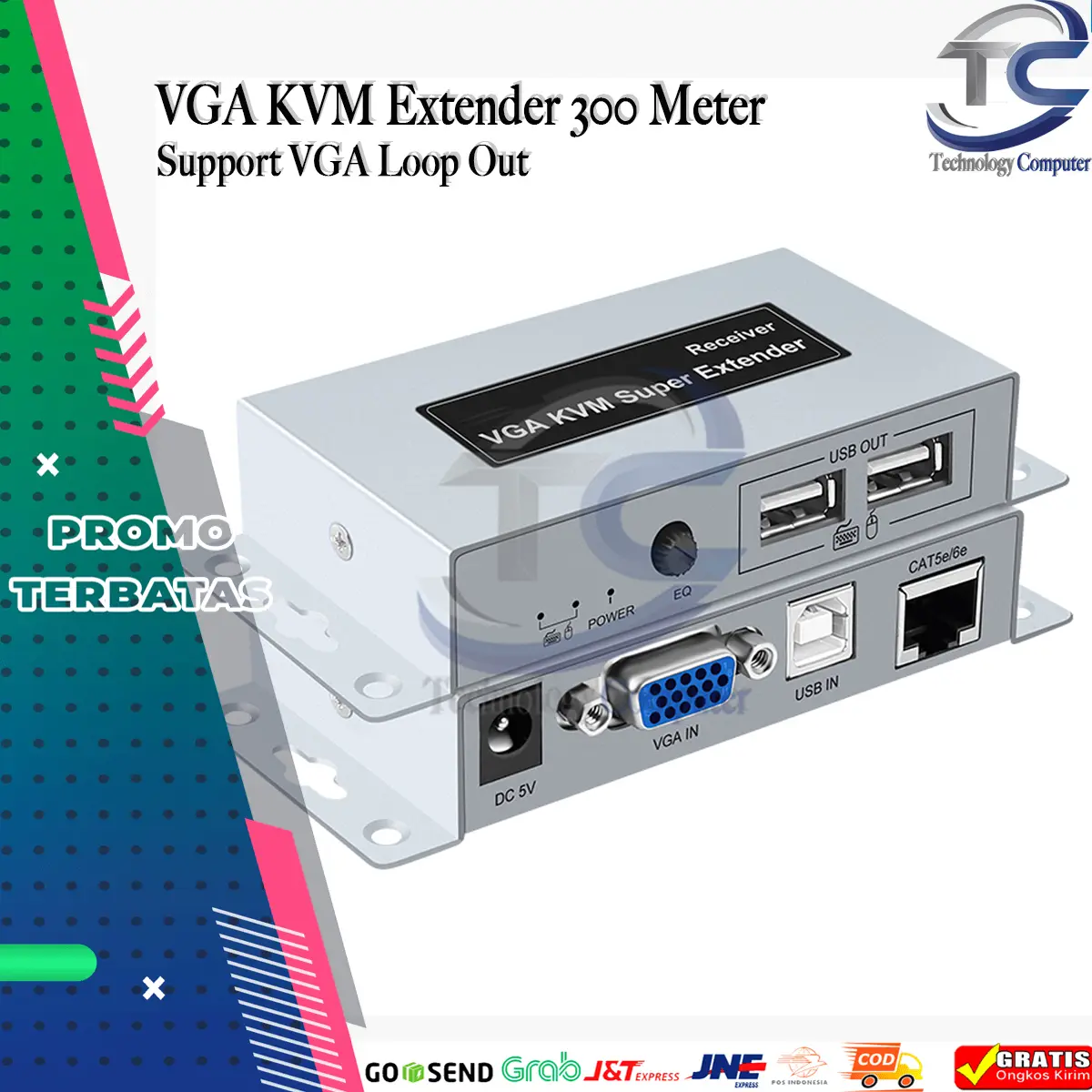 KVM VGA Extender via LAN CAT5E/6 (Over Router/Switch) Up 300M 1080P