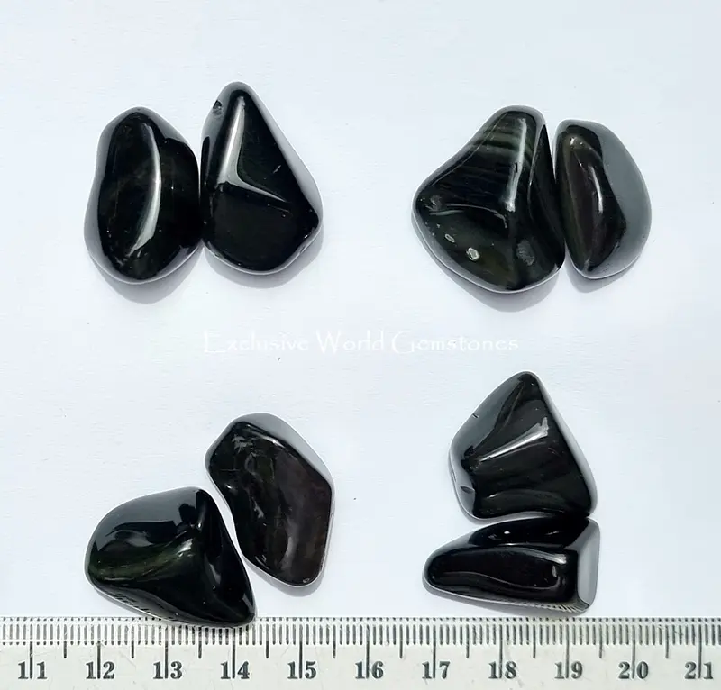 1.33.1RTR - Natural Rainbow Obsidian Tumbled Size M - SET 2 Pcs 2