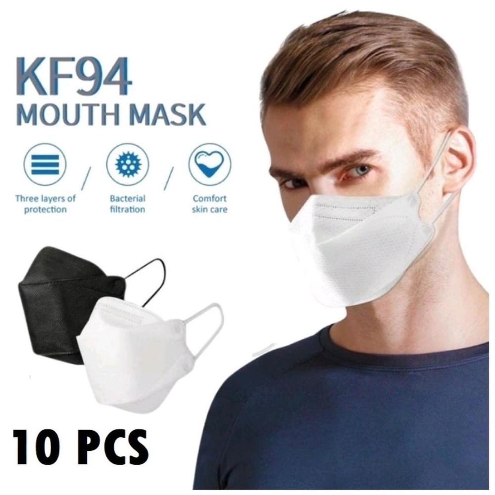 Masker KF94 Mask Hitam Putih 4 ply isi 10 pcs - KF94 - HITAM