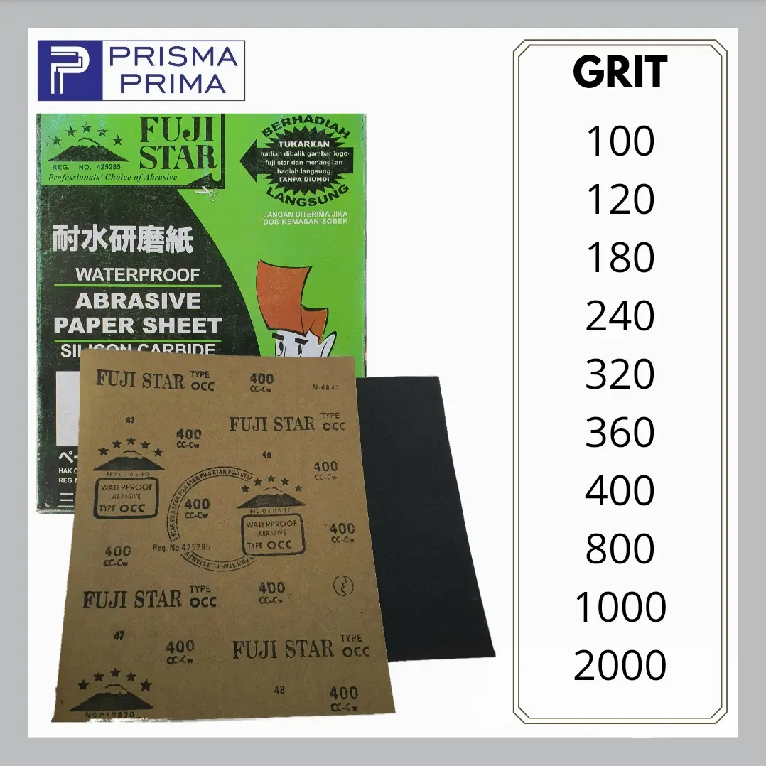 Amplas Kertas FUJI STAR Duco Kayu Besi Tahan Air Grit