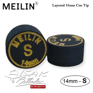 Meilin Black Cue Tip - 14mm S Soft Layer Kepala Stick Billiard Lapis