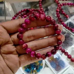 gelang batu Tiger eye ukuran 8 mm tali karet elastis warna warni