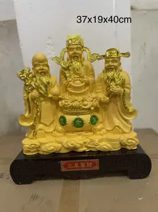 Pajangan Dewa rejeki Caisen Fuloso Fu Lu Shou 16in emas