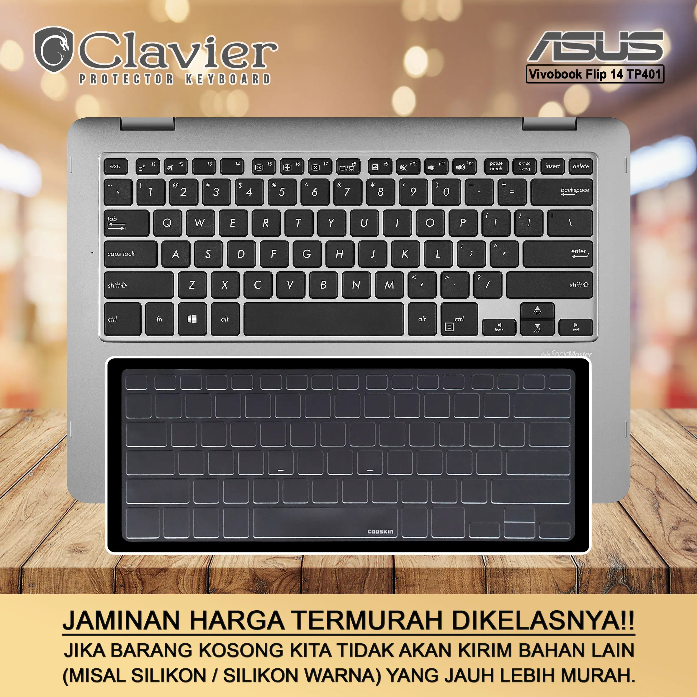 Keyboard Protector Cover Kompatibel untuk Asus TP401 TP401M TP401MA Silikon Tpu Cooskin