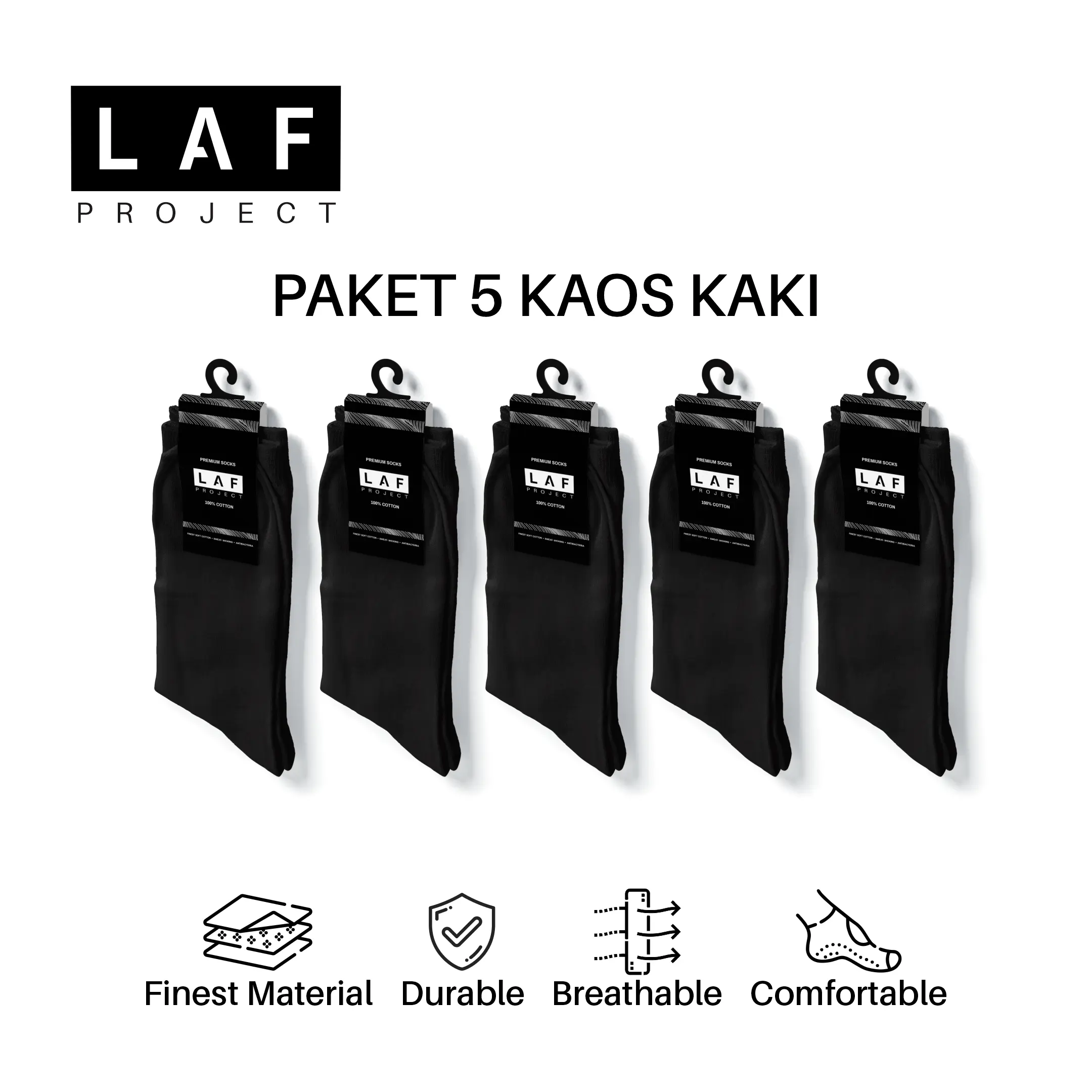 Kaos Kaki Hitam Polos Kerja Kantor Casual Pria Wanita Lembut Nyaman Tebal Formal  Panjang Paket