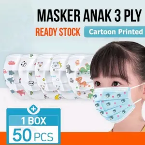 Masker Anak Karakter 3 Ply Motif isi 50 Pcs - Import..FREE BOX