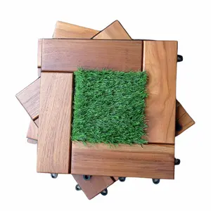 Decking Tile Lantai Kayu Circle Rumput 30x30cm - Bahan Kayu Jati Pilihan