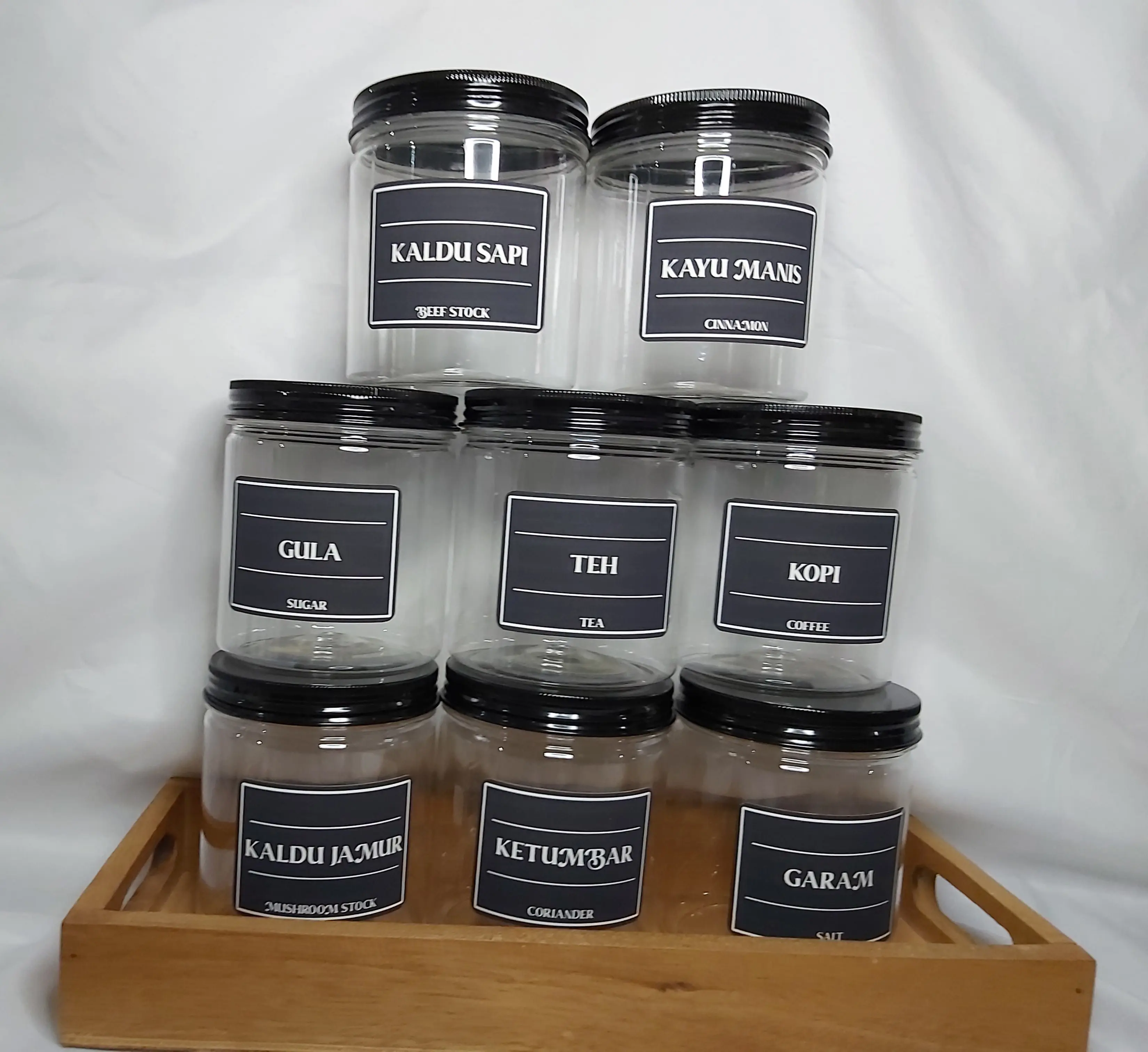 TOPLES BUMBU DAPUR/TUTUP HITAM/500ML/FREE LABEL/TEMPAT BUMBU DAPUR