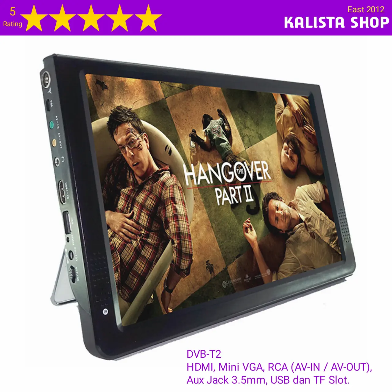 Digital TV Portable 7 Inch DVB T2 1280 x 854 DC 12 Volt Charger