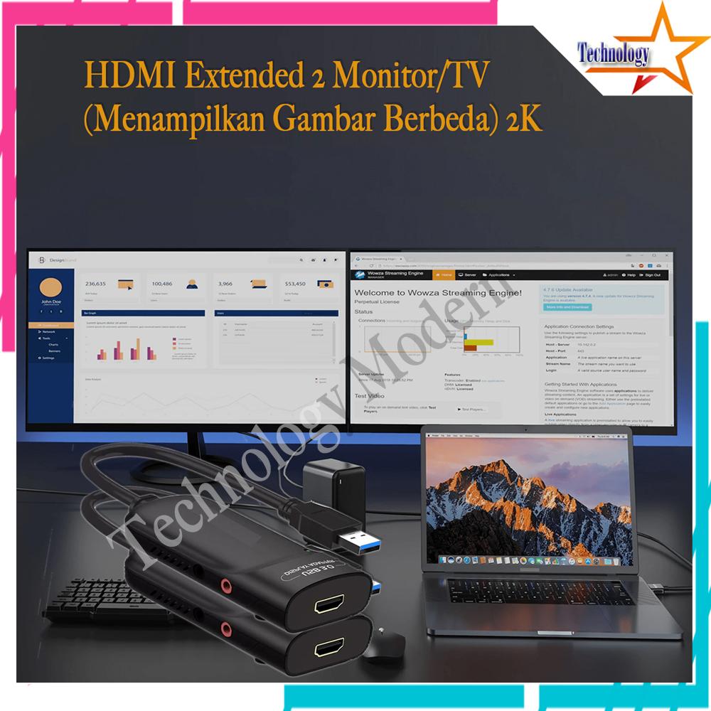 Multiple Monitor Dual HDMI Extend Display 2 Monitor with Audio Jack 2K