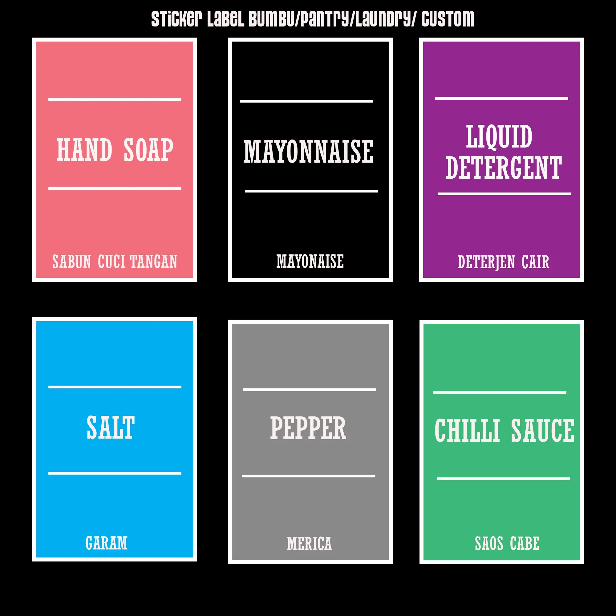 STICKER BUMBU DAPUR/PANTRY/LAUNDRY/WARNA/CUSTOM/STIKER AJA/LABEL BUMBU