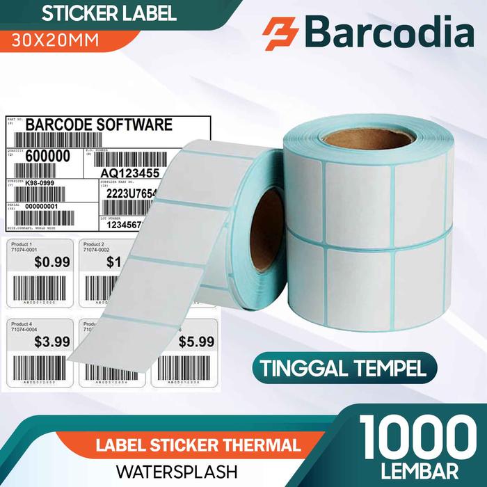 Gambar LABEL BARCODE 30 X 20 mm KERTAS STICKER DIRECT THERMAL 30 X 20 mm dari Barcodia Kota Administrasi Jakarta Pusat Tokopedia