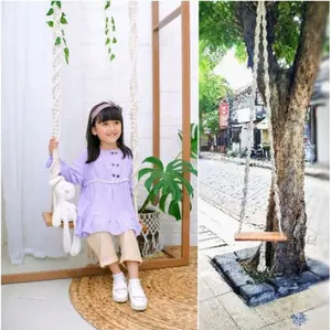 Outdoor Wooden Swing Seat Hanging Chair Porch Swing Camping Garden