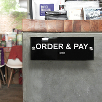Gambar Sign Order & Pay Here Akrilik Stiker + 1 Set Baut Stainless - INPI HOUSE dari INPI HOUSE Official Kota Bandung 1 Tokopedia