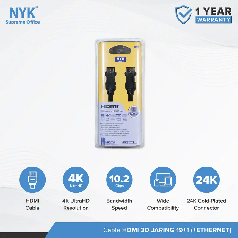 Cable NYK Kabel HDMI 3D 19+1 Ethernet 10 Meter 2